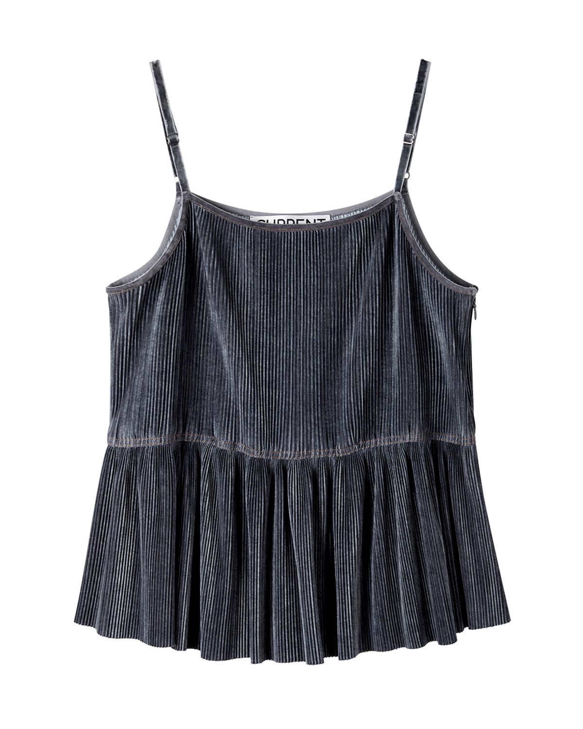 커렌트(CURRENT) PLEATS LAYERED SHIRRING TOP(INDIGO BLUE)