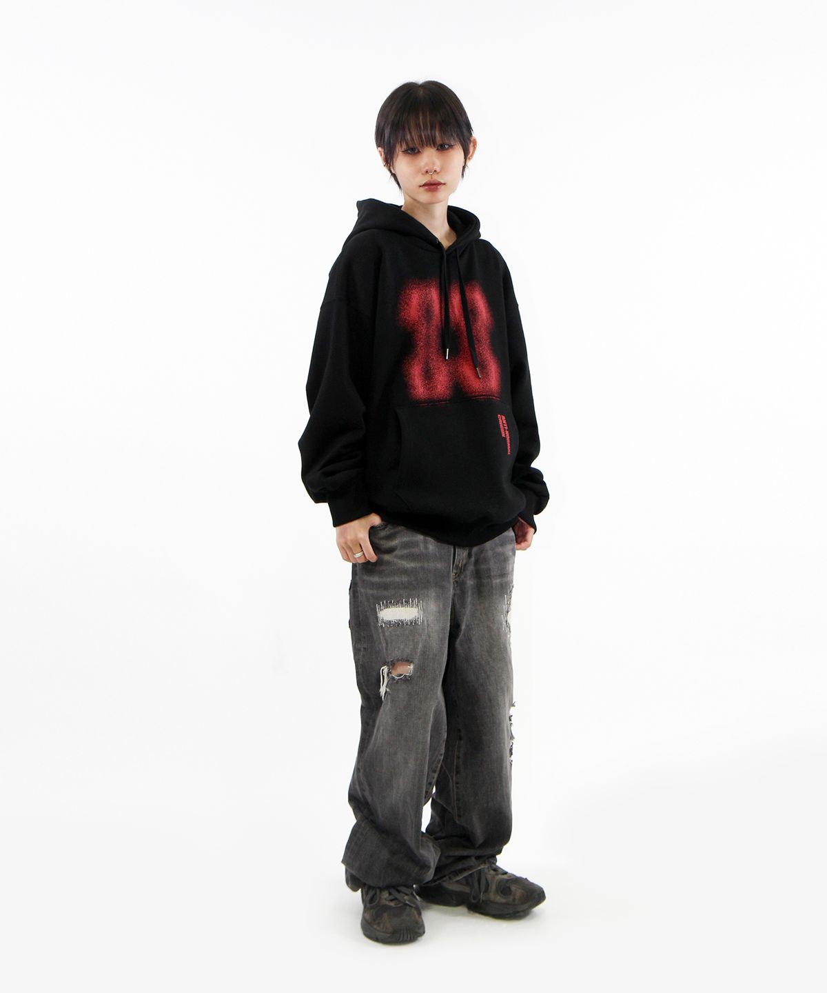 크리건(CRIGUN) Effect Graphics 후드티 BLACK