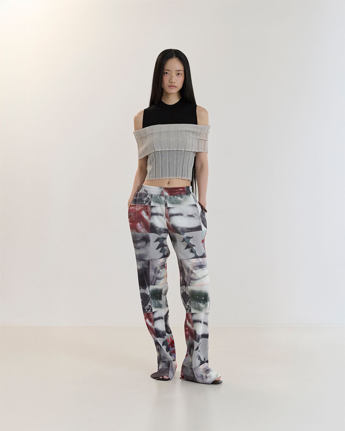 커렌트(CURRENT) PLEATS LONG PANTS(BLACK/WHITE)