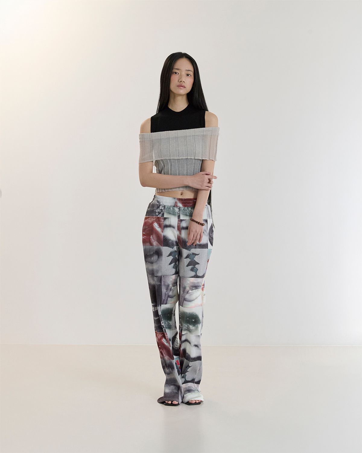 커렌트(CURRENT) PLEATS LONG PANTS(BLACK/WHITE)