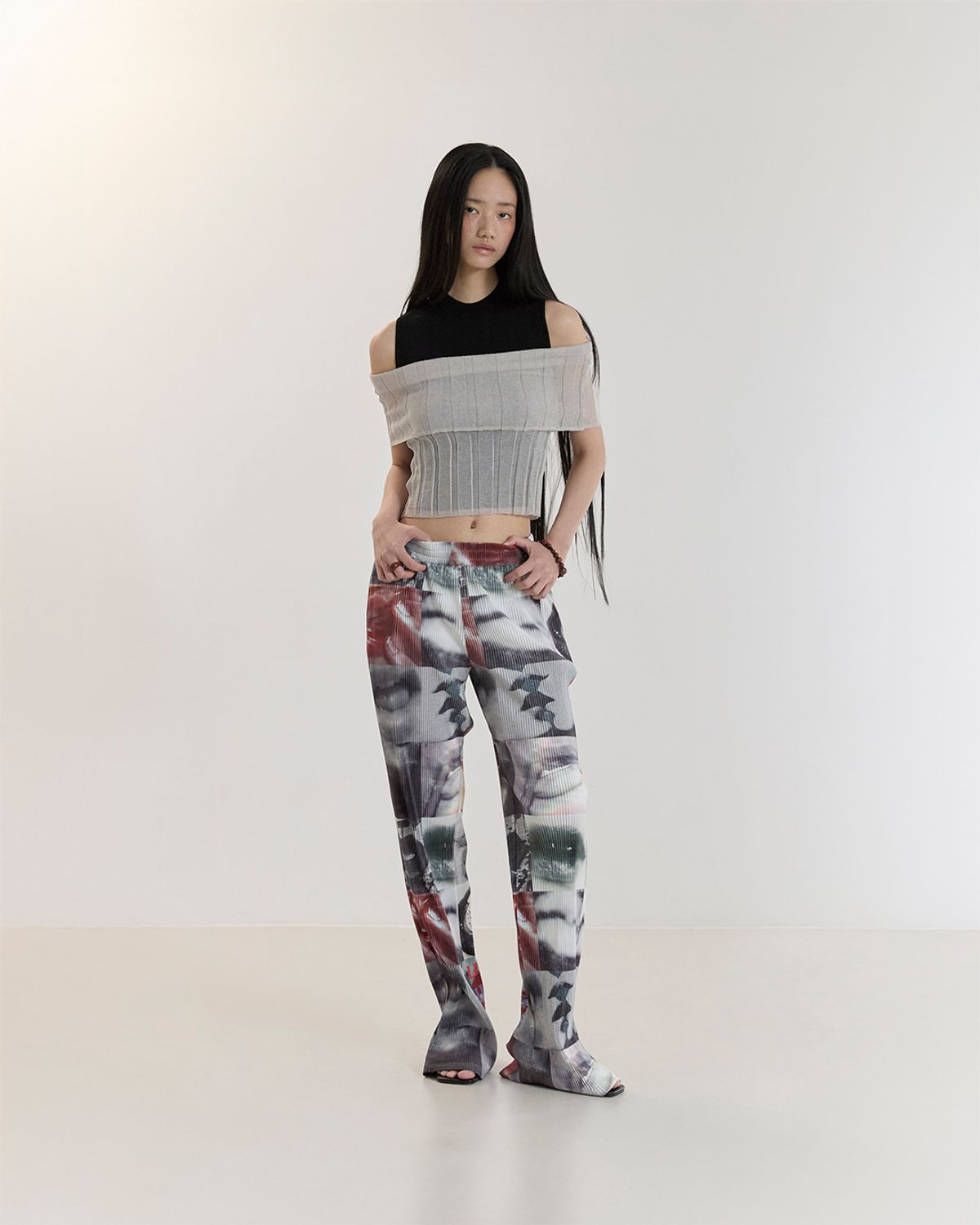 커렌트(CURRENT) PLEATS LONG PANTS(BLACK/WHITE)