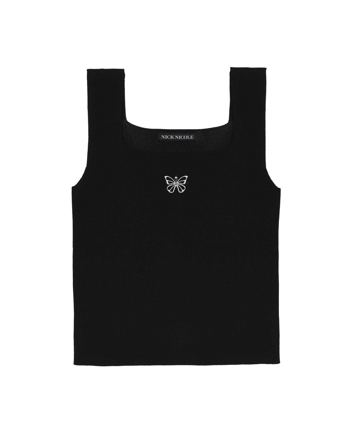 닉앤니콜(NICK&NICOLE) BUTTERFLY CROP SQUARE NECK KNIT SLEEVELESS_BLACK