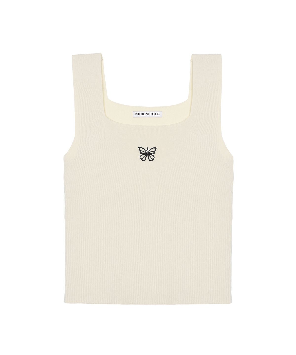 닉앤니콜(NICK&NICOLE) BUTTERFLY CROP SQUARE NECK KNIT SLEEVELESS_BEIGE