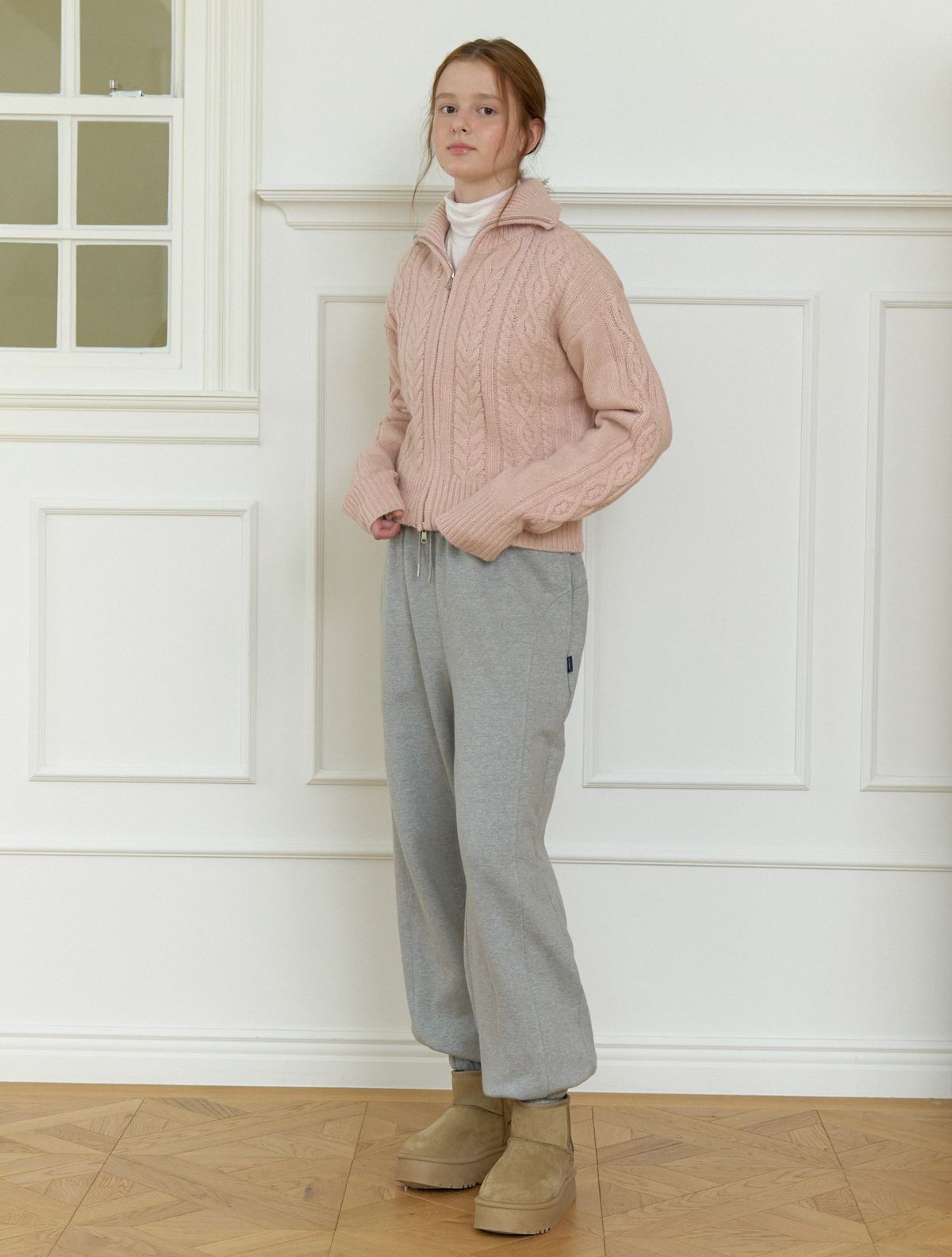 클루니(CLUNY) Wool two way zipup knit cardigan - pink