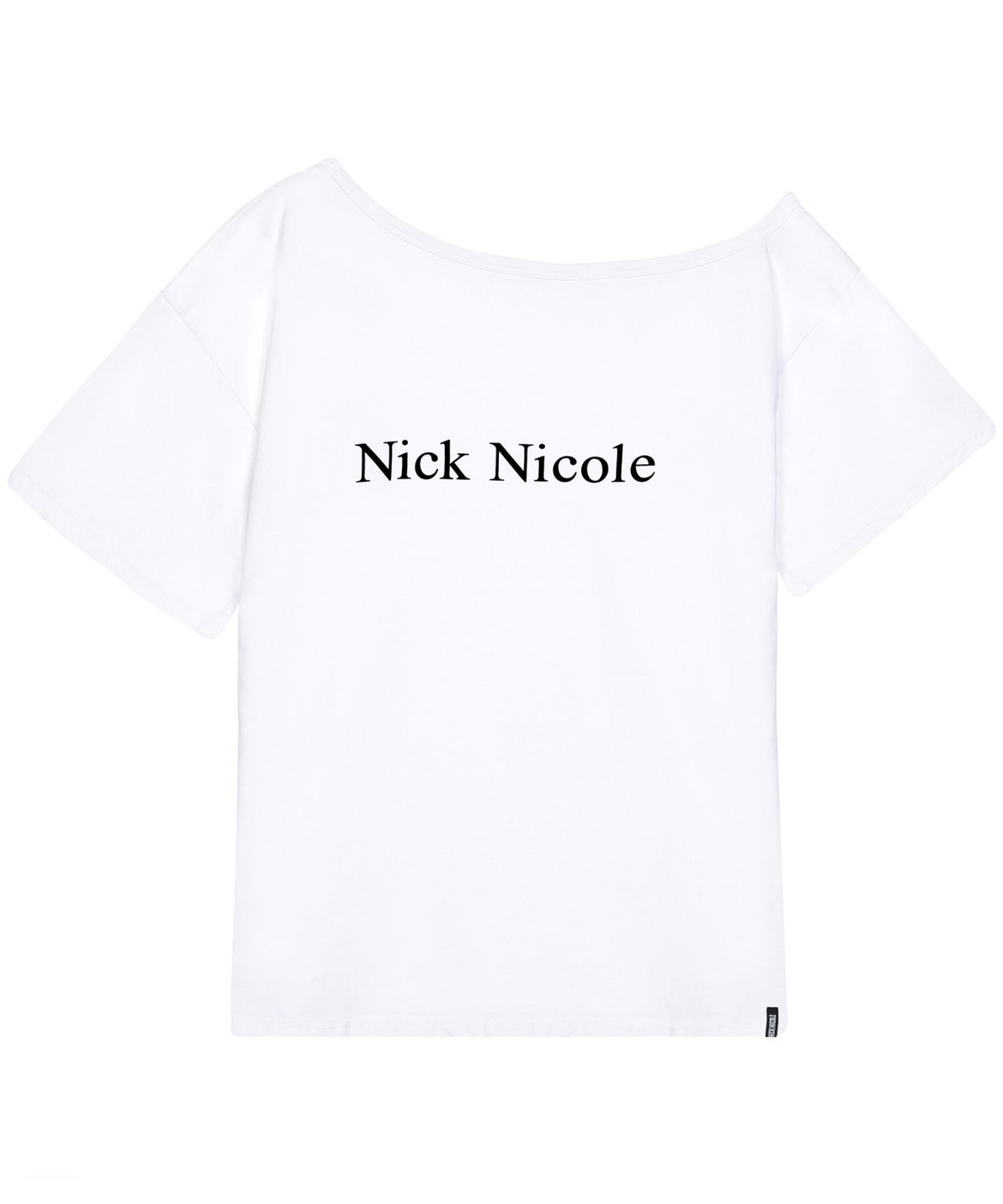 닉앤니콜(NICK&NICOLE) NICOLE ONE SHOULDER RELAXED LOGO TOP_WHITE