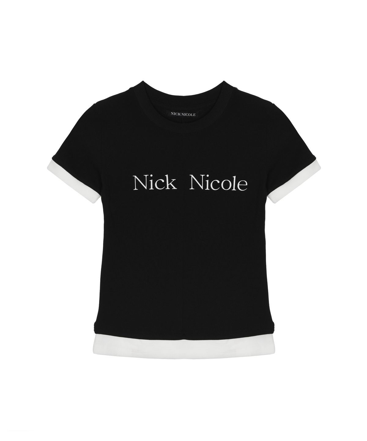 닉앤니콜(NICK&NICOLE) HALF LAYERED PINTUCK SLIM SLEEVE TOP_BLACK