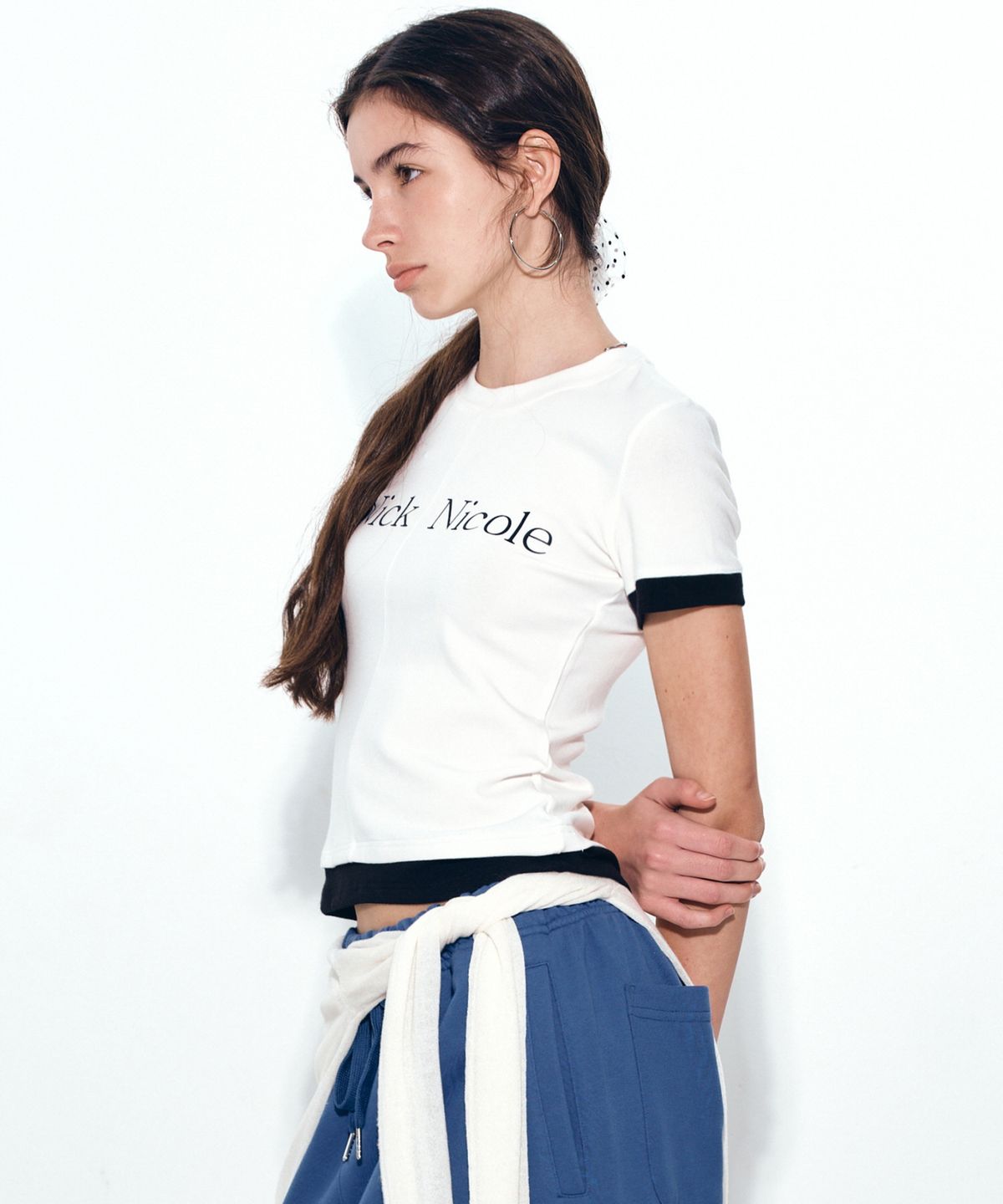 닉앤니콜(NICK&NICOLE) HALF LAYERED PINTUCK SLIM SLEEVE TOP_IVORY