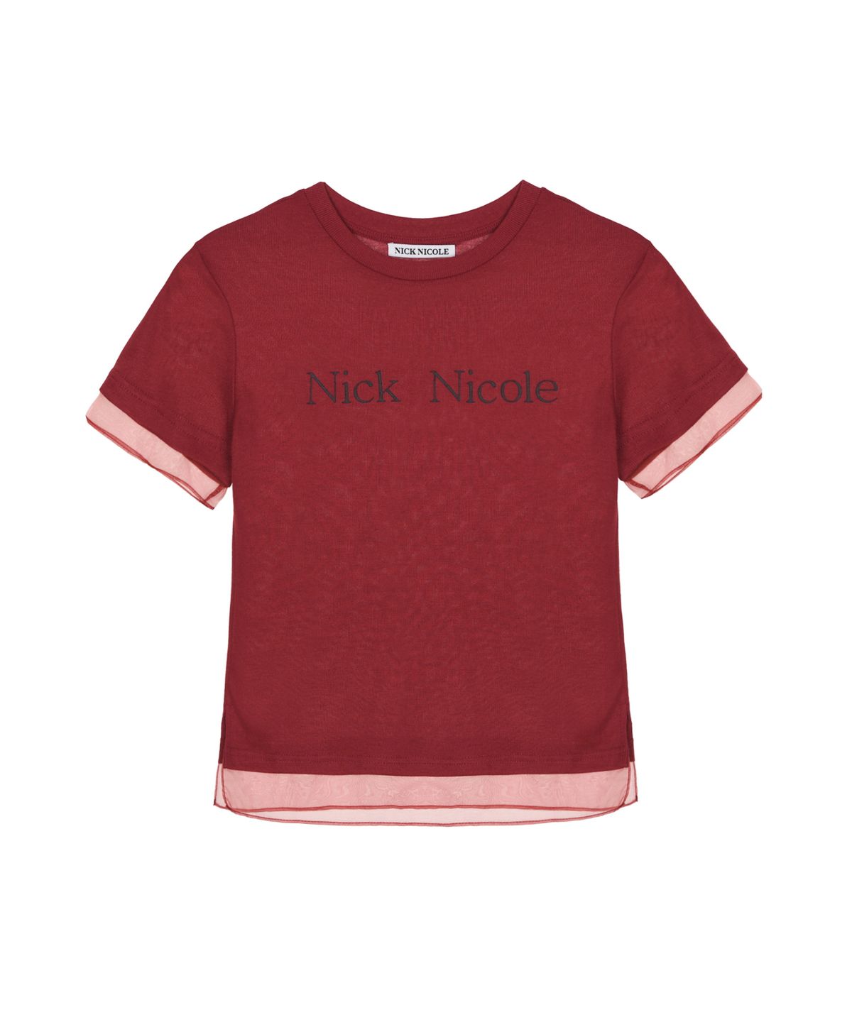 닉앤니콜(NICK&NICOLE) NICOLE SHEER LAYERED LOGO TOP_RED