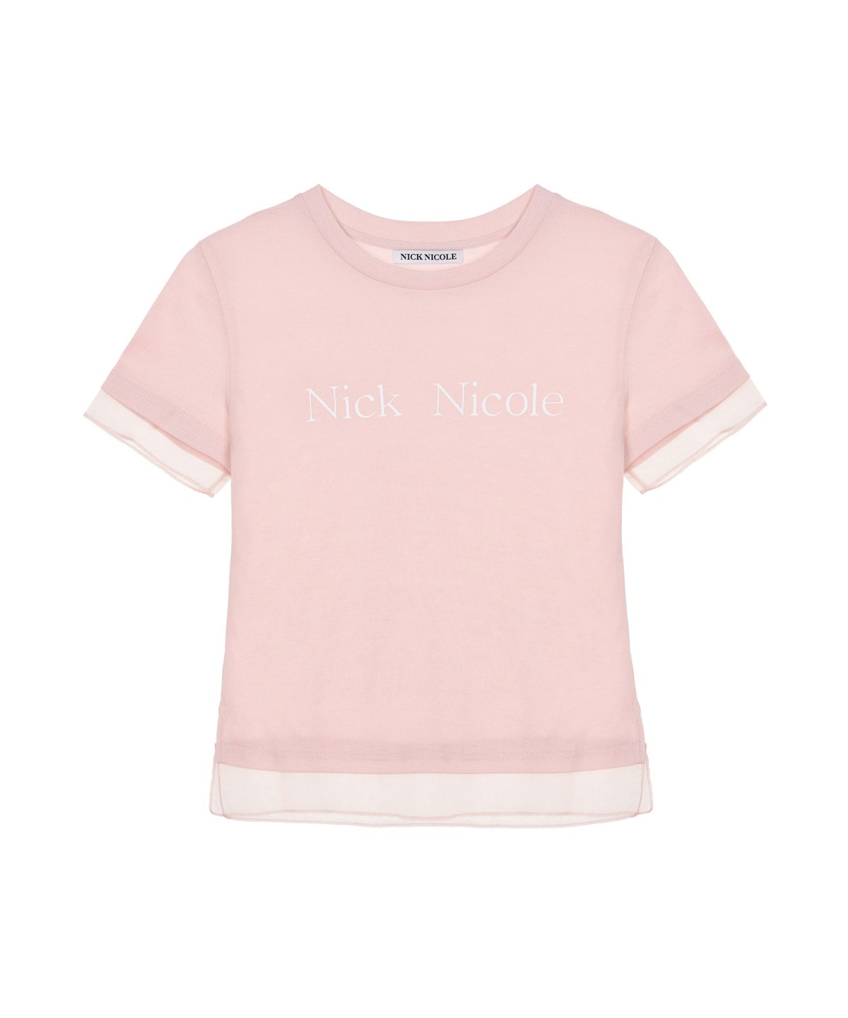 닉앤니콜(NICK&NICOLE) NICOLE SHEER LAYERED LOGO TOP_PINK