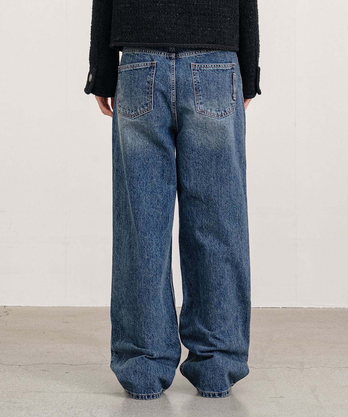 클루니(CLUNY) Classic Wide Denim Pants - Medium Blue