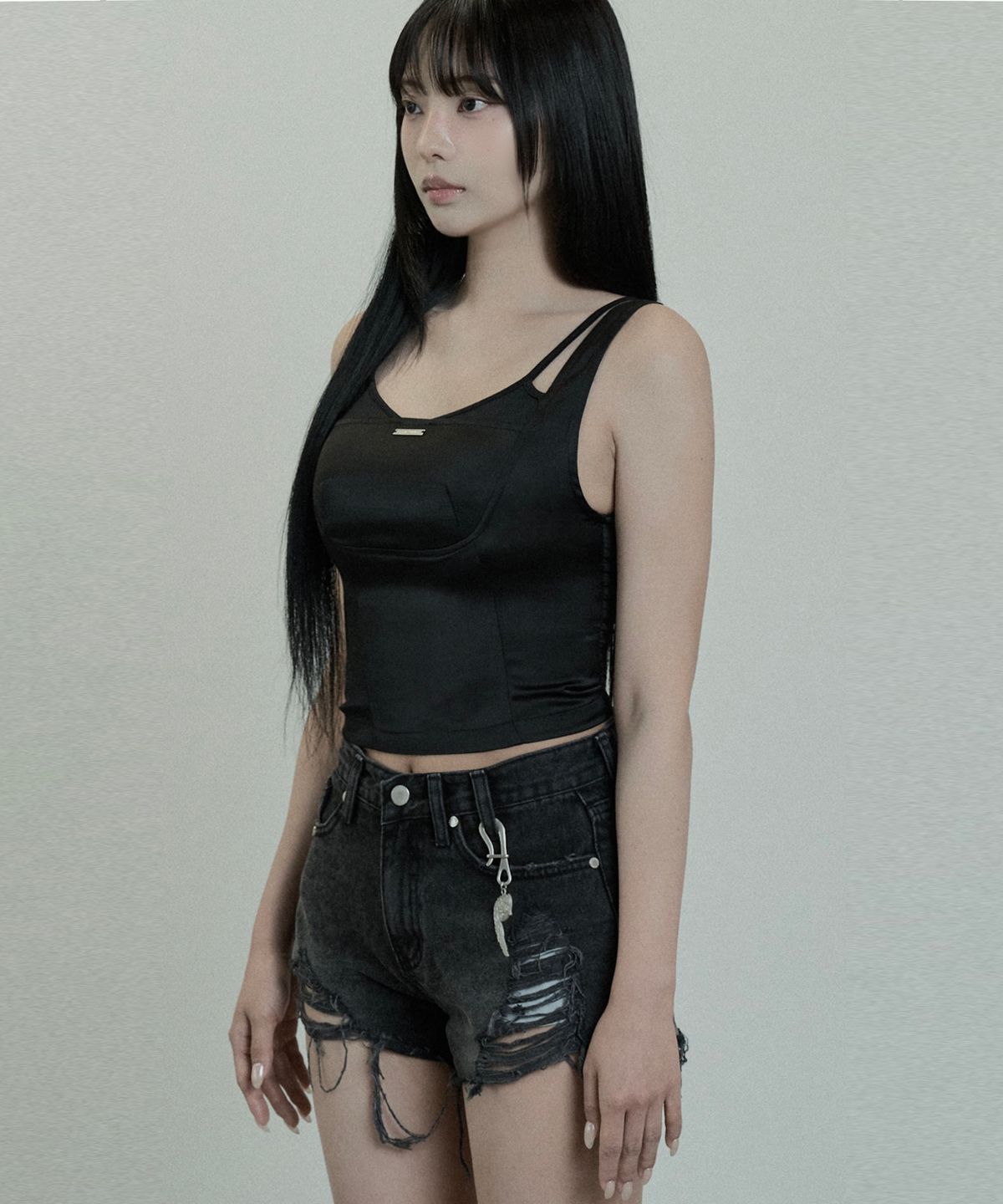 에트오소메(ETRE AU SOMMET) Baret Layered Tank Top (Black)