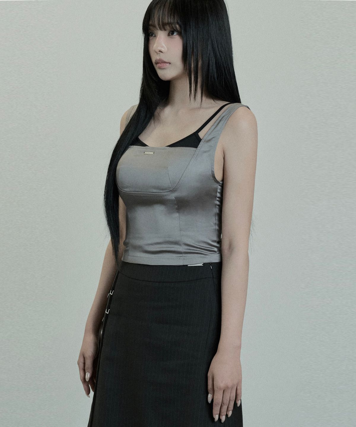 에트오소메(ETRE AU SOMMET) Baret Layered Tank Top (Charcoal)