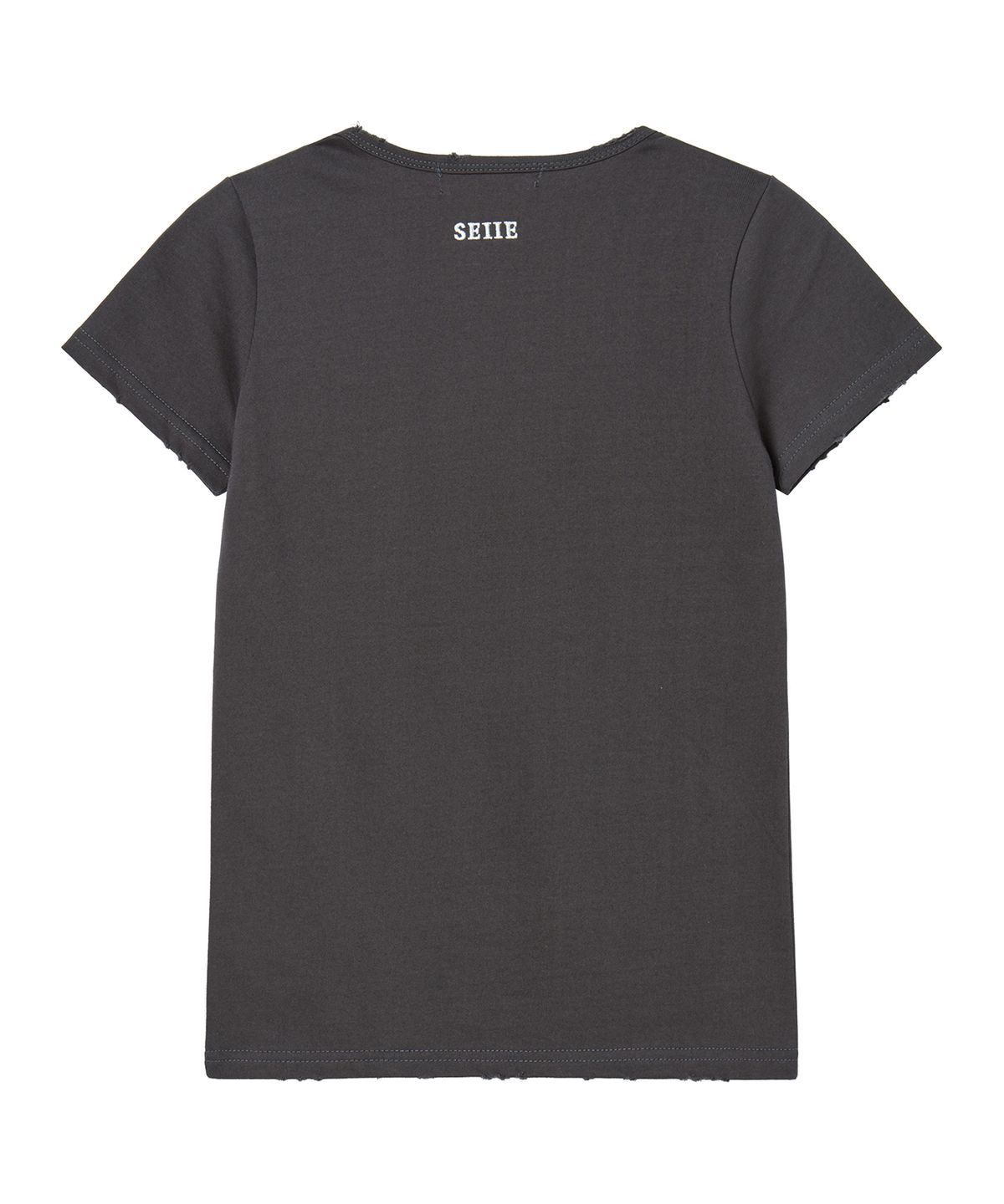 세이에(SEIIE) 우표 디스트로이드 데미지 티 Charcoal
