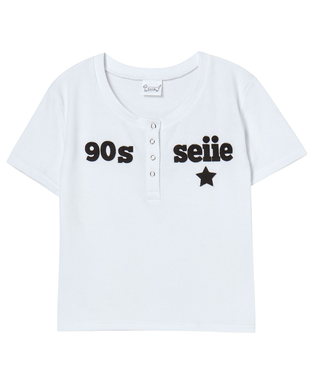세이에(SEIIE) 90s Star 아플리케 단추 티셔츠 White