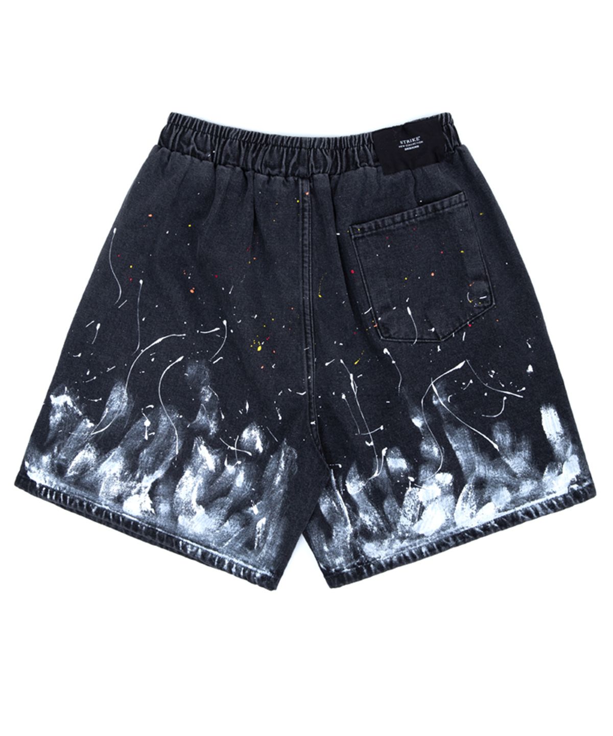 스트라이크(STRIKE) 블레이즈 스플래터 워시드 블랙 데님 쇼츠