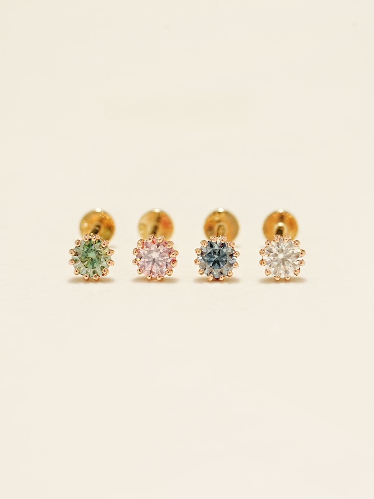 미니멀피어싱(MINIMALPIERCING) [0.8mm]14K 인터널 모이사나이트 다이아 샤이닝 라블렛 피어싱 귀걸이