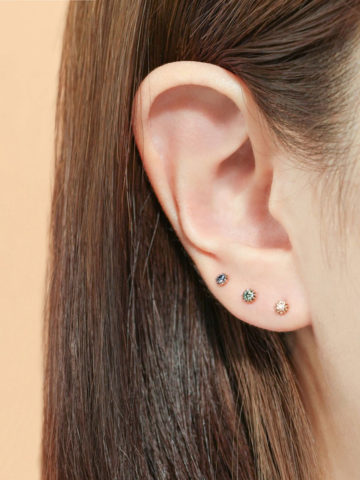 미니멀피어싱(MINIMALPIERCING) [0.8mm]14K 인터널 모이사나이트 다이아 샤이닝 라블렛 피어싱 귀걸이
