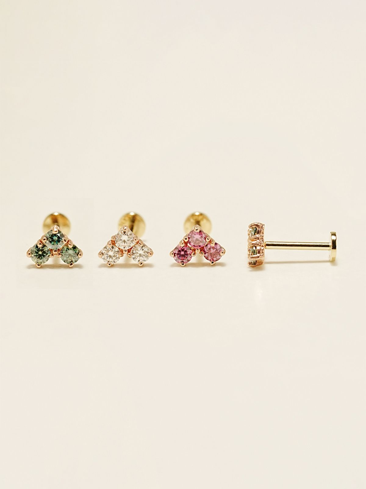 미니멀피어싱(MINIMALPIERCING) [1mm/1.2mm]14K 인터널 모이사나이트 다이아 블럭 하트 라블렛 피어싱
