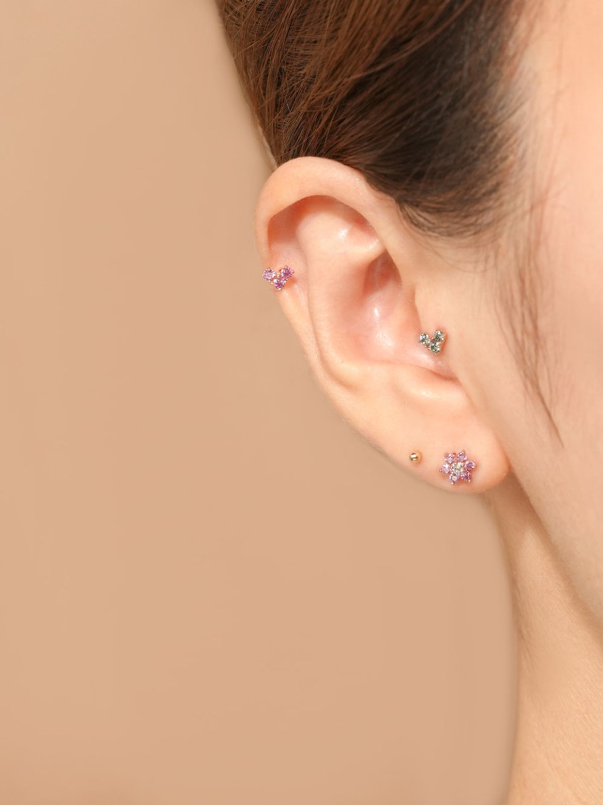 미니멀피어싱(MINIMALPIERCING) [1mm/1.2mm]14K 인터널 모이사나이트 다이아 블럭 하트 라블렛 피어싱