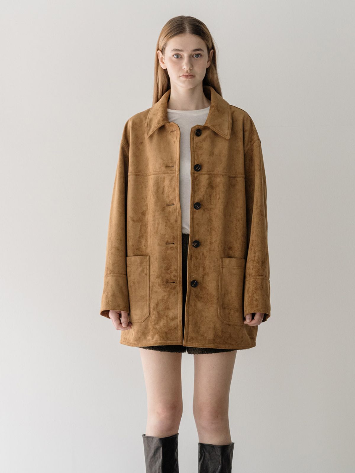 클루니(CLUNY) Suede half coat jacket - camel