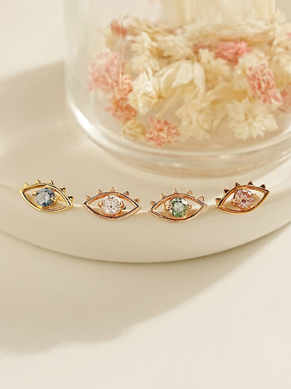 미니멀피어싱(MINIMALPIERCING) [0.8mm]14K 인터널 모이사나이트 다이아 이블아이 라블렛 피어싱 귀걸이