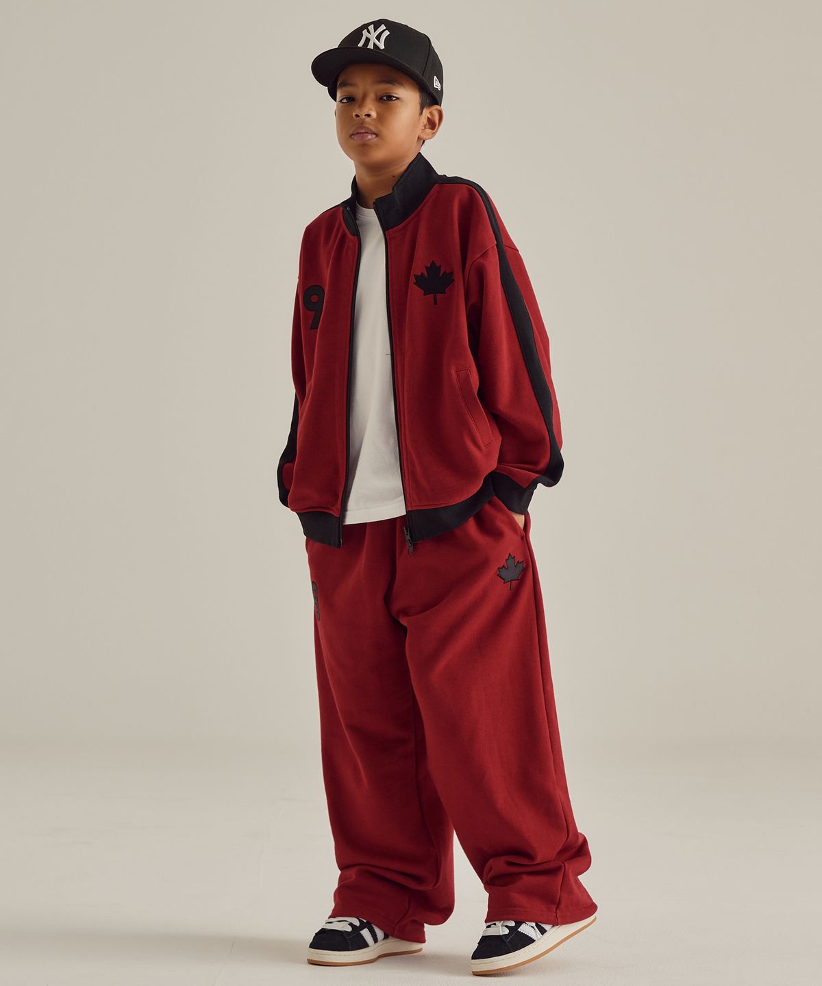 테이크이지 키즈(TAKEASY KIDS) 메이플 라인 스웻 팬츠 (마룬)