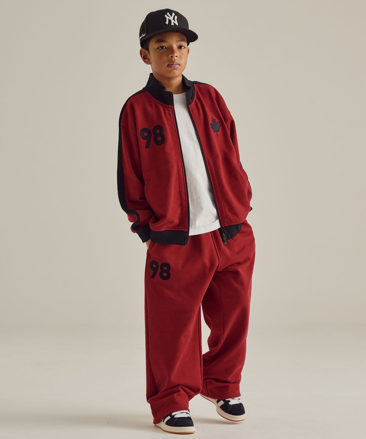 테이크이지 키즈(TAKEASY KIDS) 메이플 라인 스웻 팬츠 (마룬)