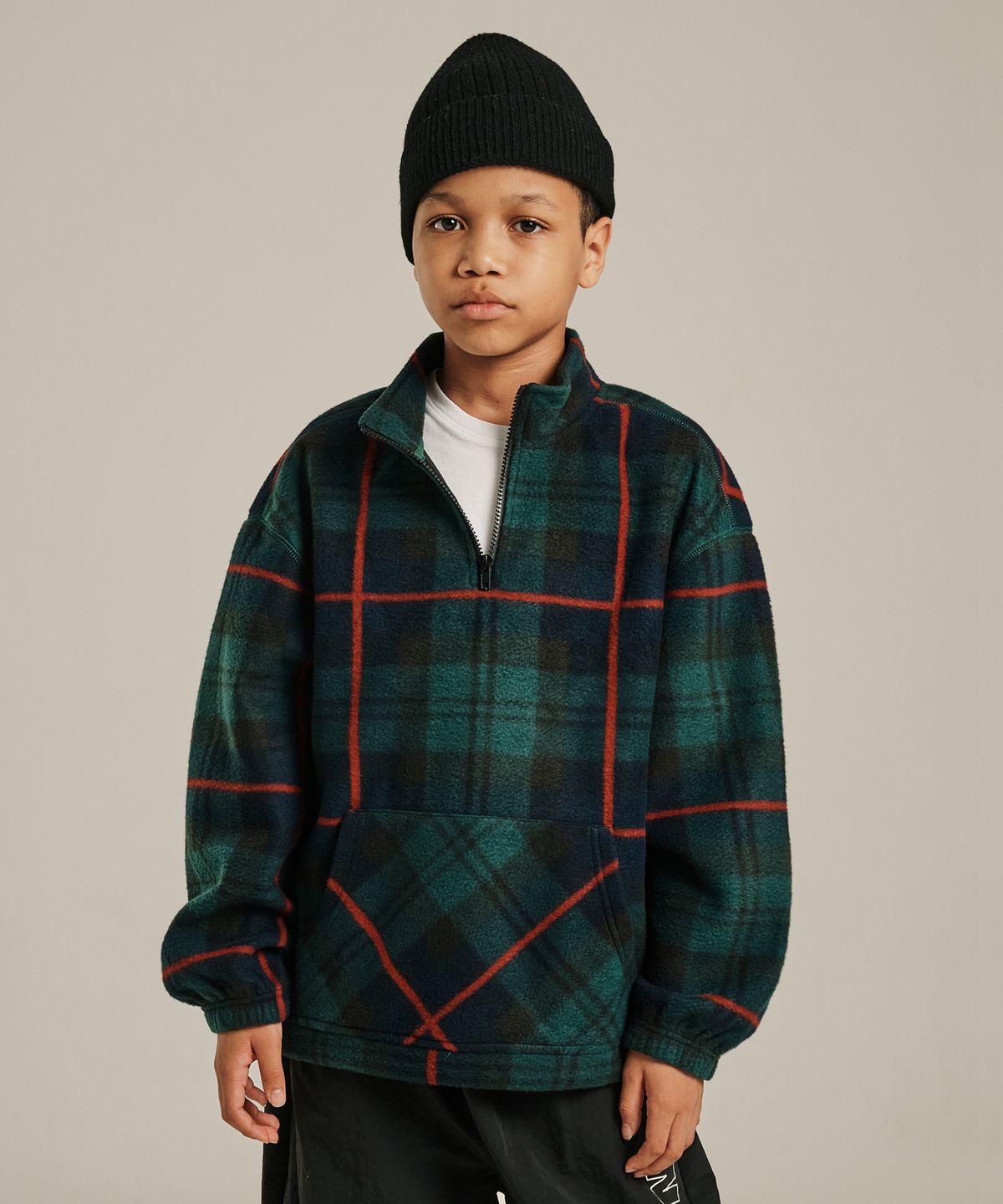테이크이지 키즈(TAKEASY KIDS) 플란넬 플리스 하프집업 (그린)