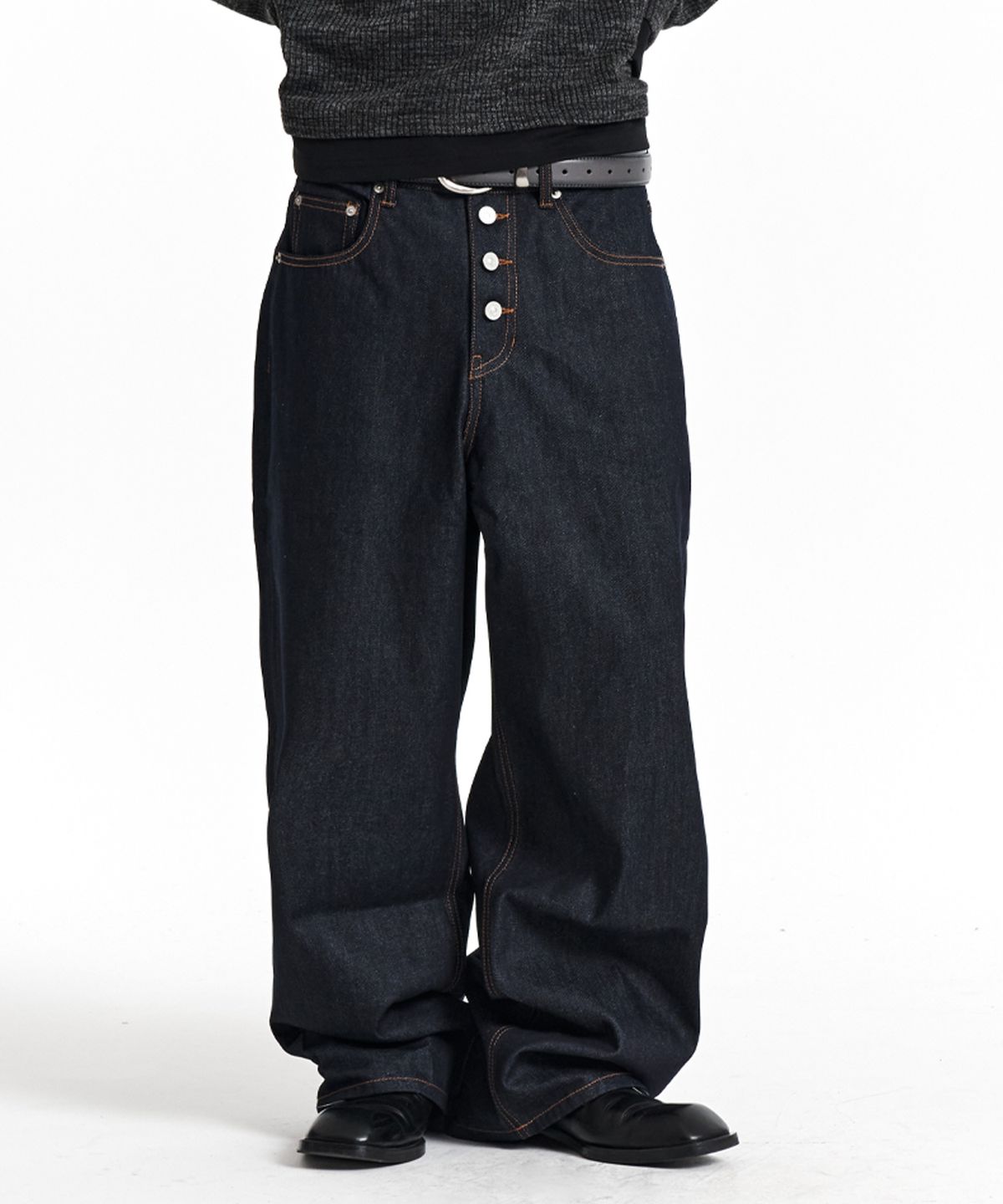 기철(KICHUL) Midnight Raw Wide Denim Pants (Indigo)