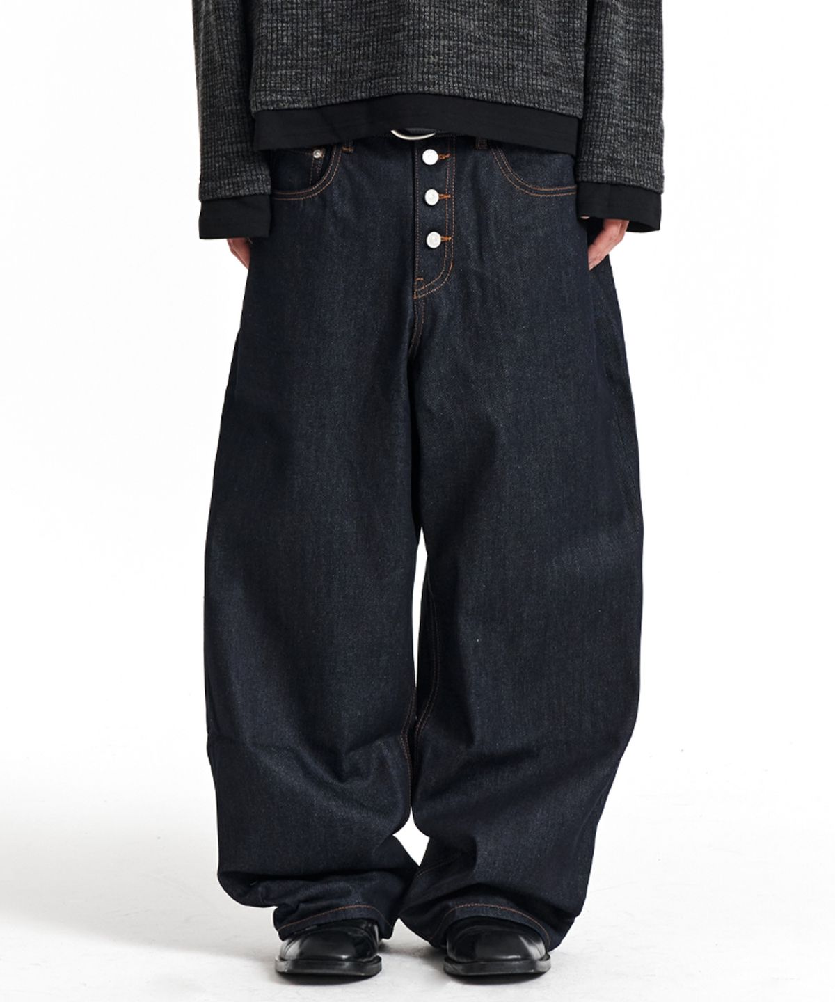 기철(KICHUL) Midnight Raw Wide Denim Pants (Indigo)