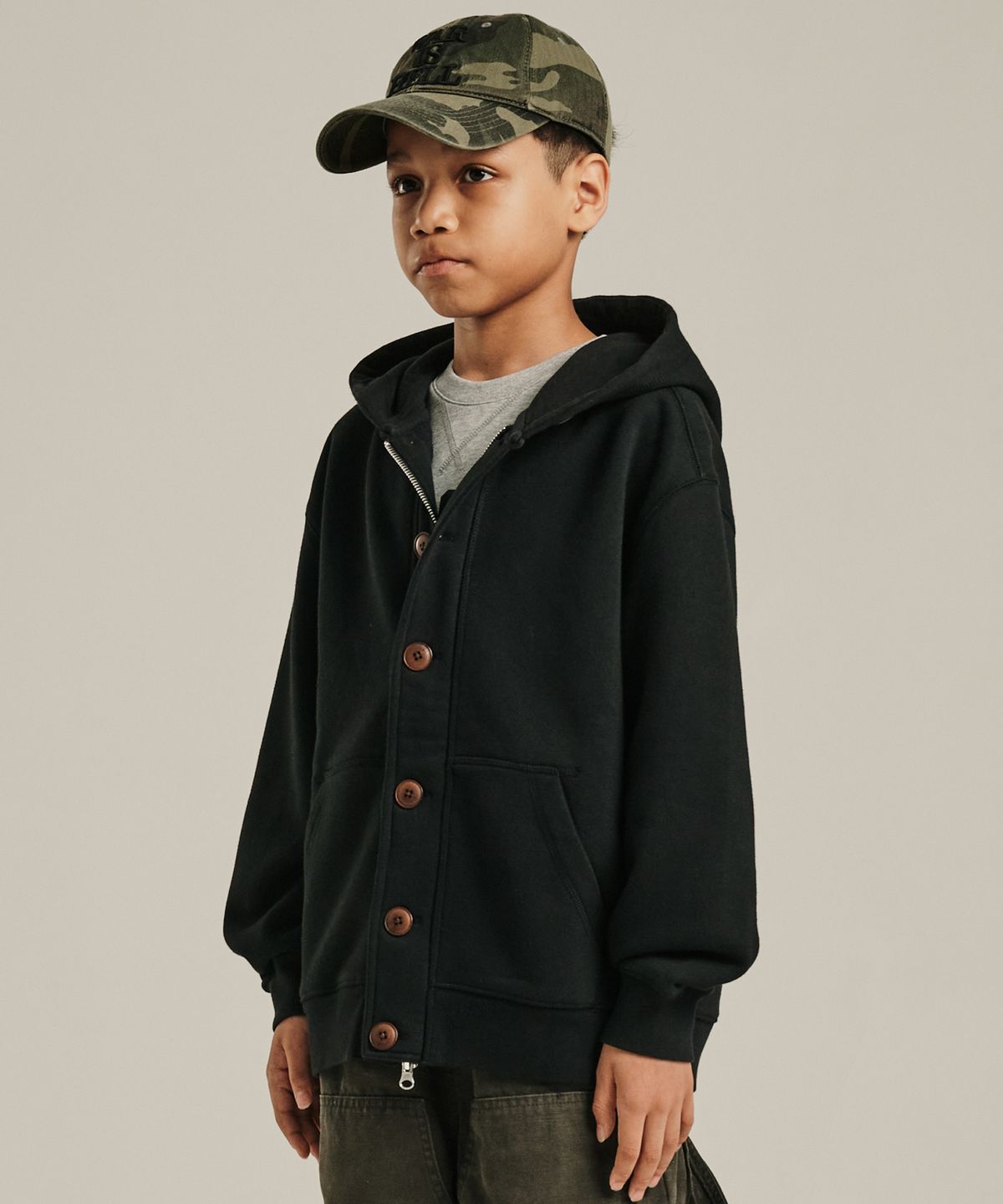 테이크이지 키즈(TAKEASY KIDS) 버튼업 후드집업 (블랙)