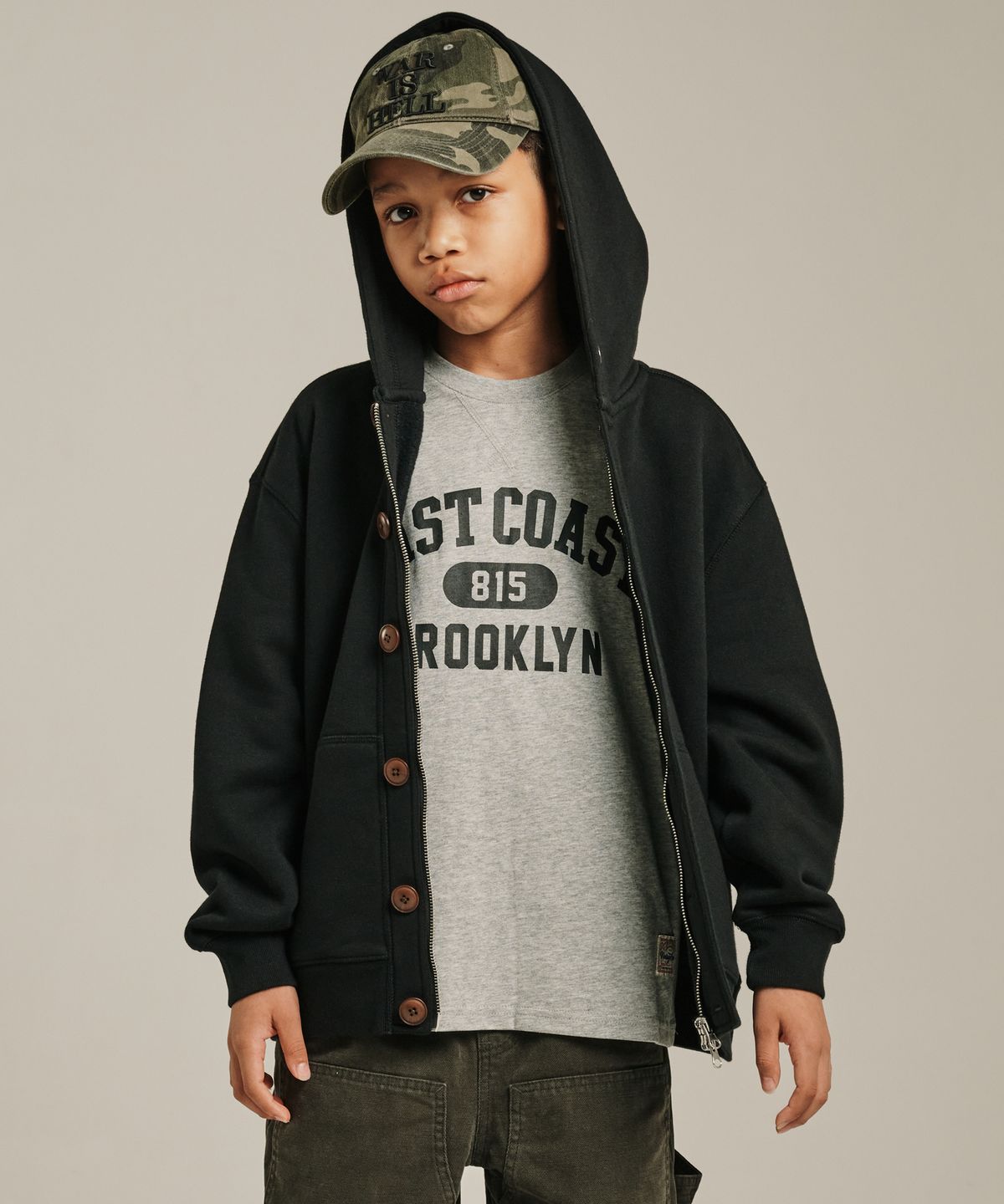테이크이지 키즈(TAKEASY KIDS) 버튼업 후드집업 (블랙)