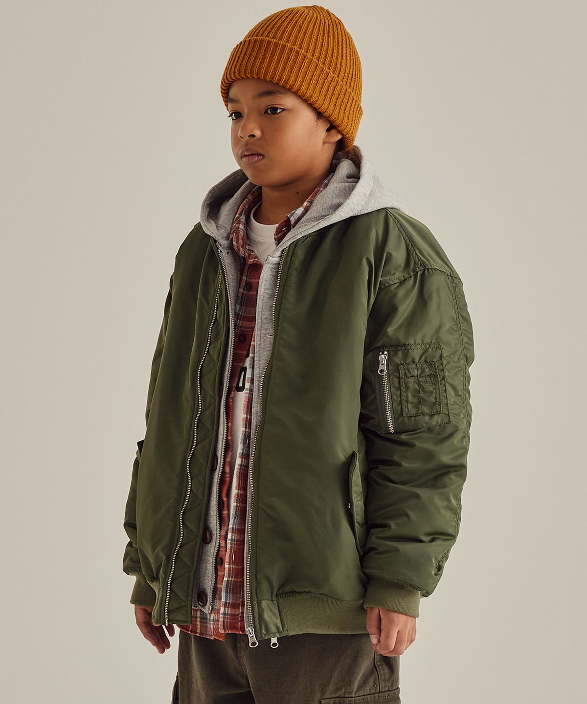 테이크이지 키즈(TAKEASY KIDS) 자이언트핏 MA-1 자켓 (카키)