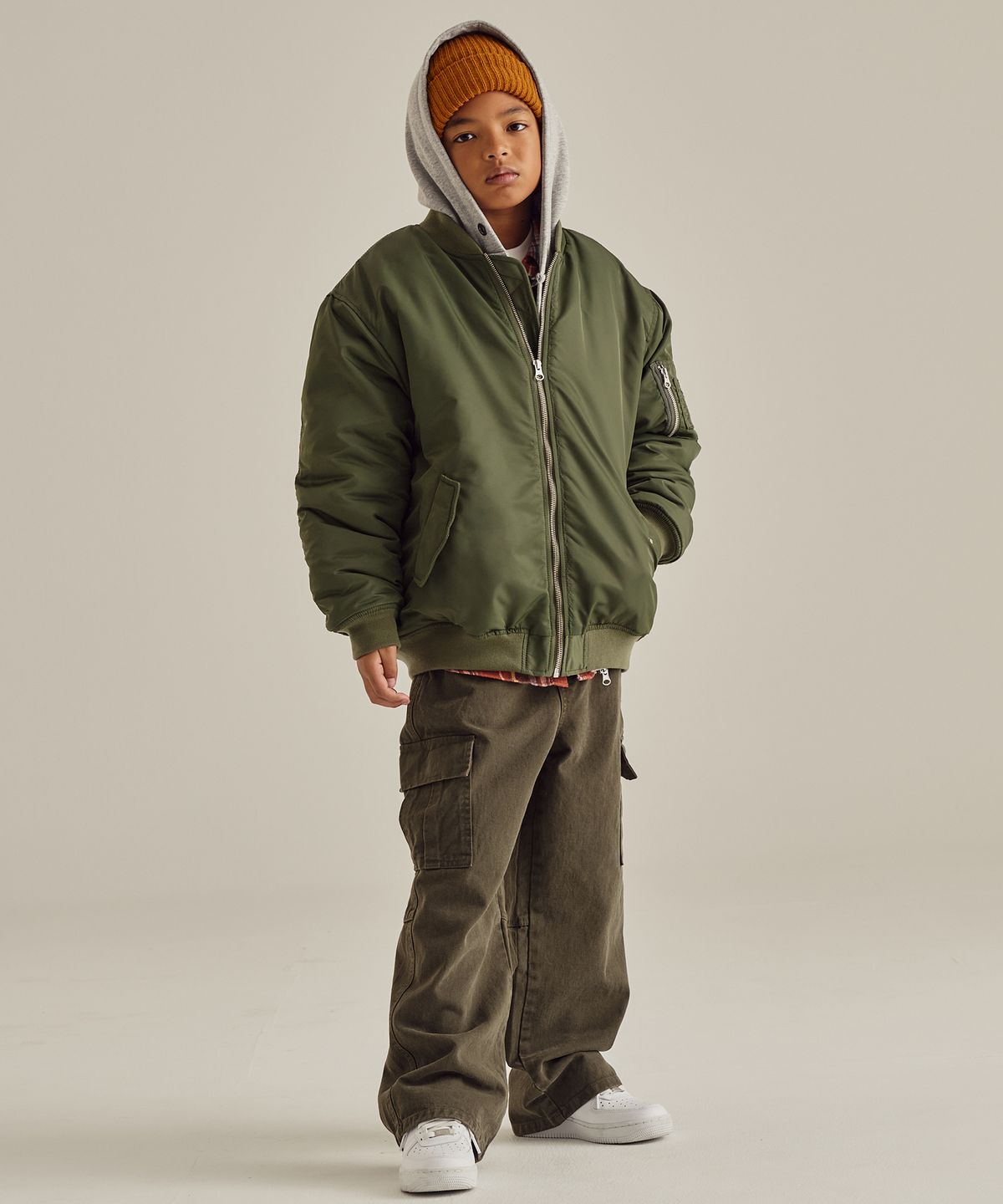 테이크이지 키즈(TAKEASY KIDS) 자이언트핏 MA-1 자켓 (카키)