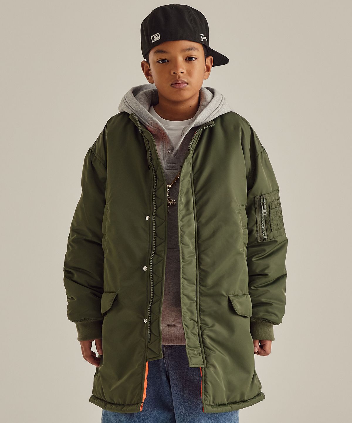 테이크이지 키즈(TAKEASY KIDS) 자이언트핏 봄버 자켓 (카키)