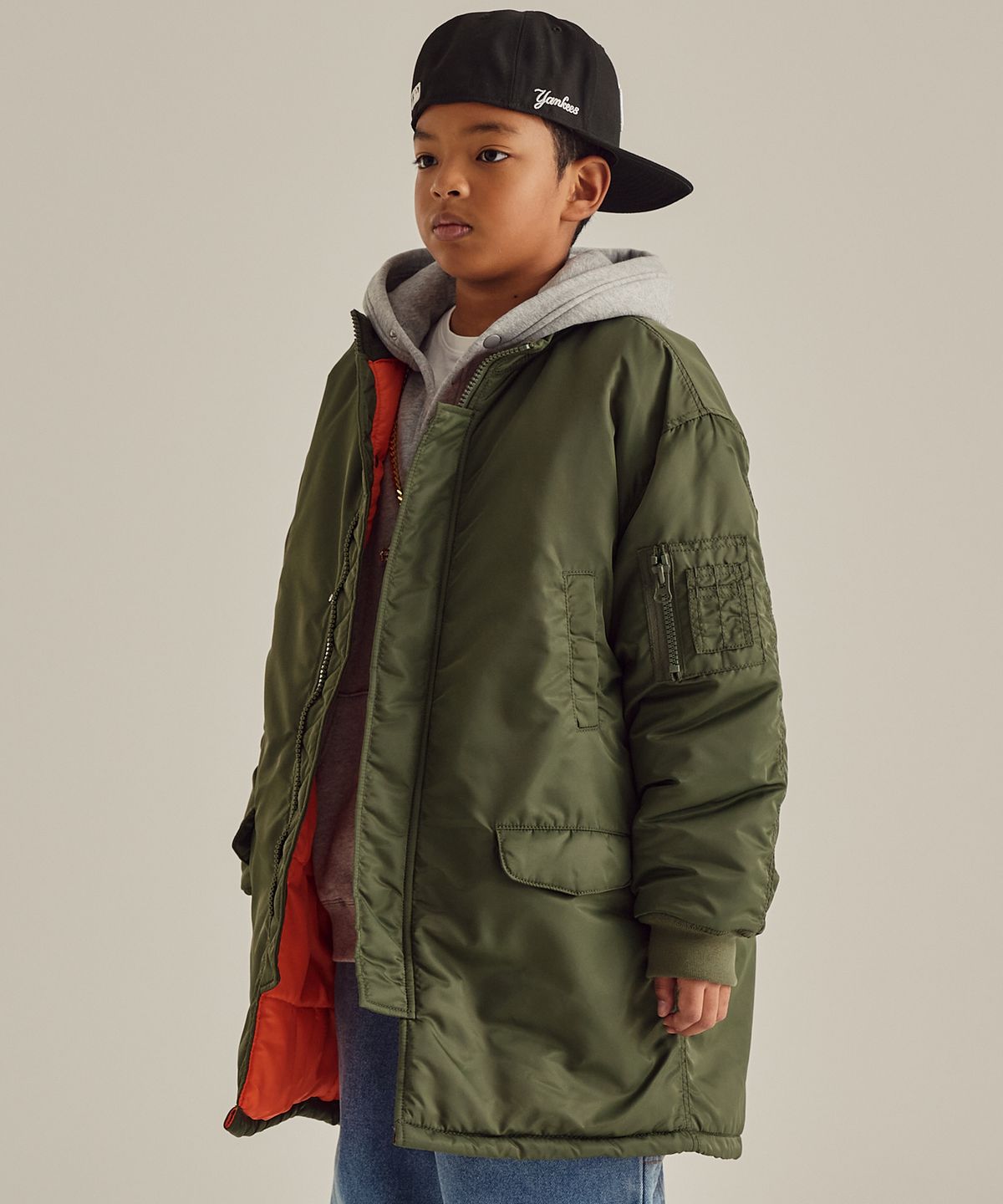 테이크이지 키즈(TAKEASY KIDS) 자이언트핏 봄버 자켓 (카키)