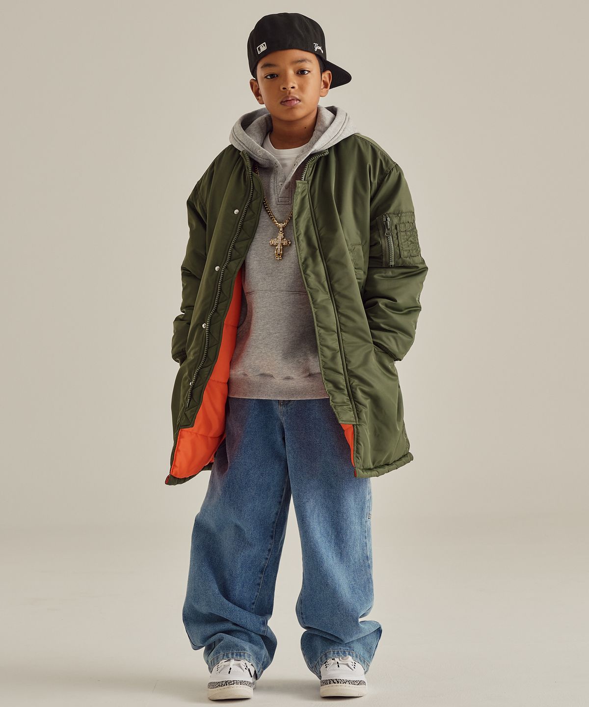 테이크이지 키즈(TAKEASY KIDS) 자이언트핏 봄버 자켓 (카키)