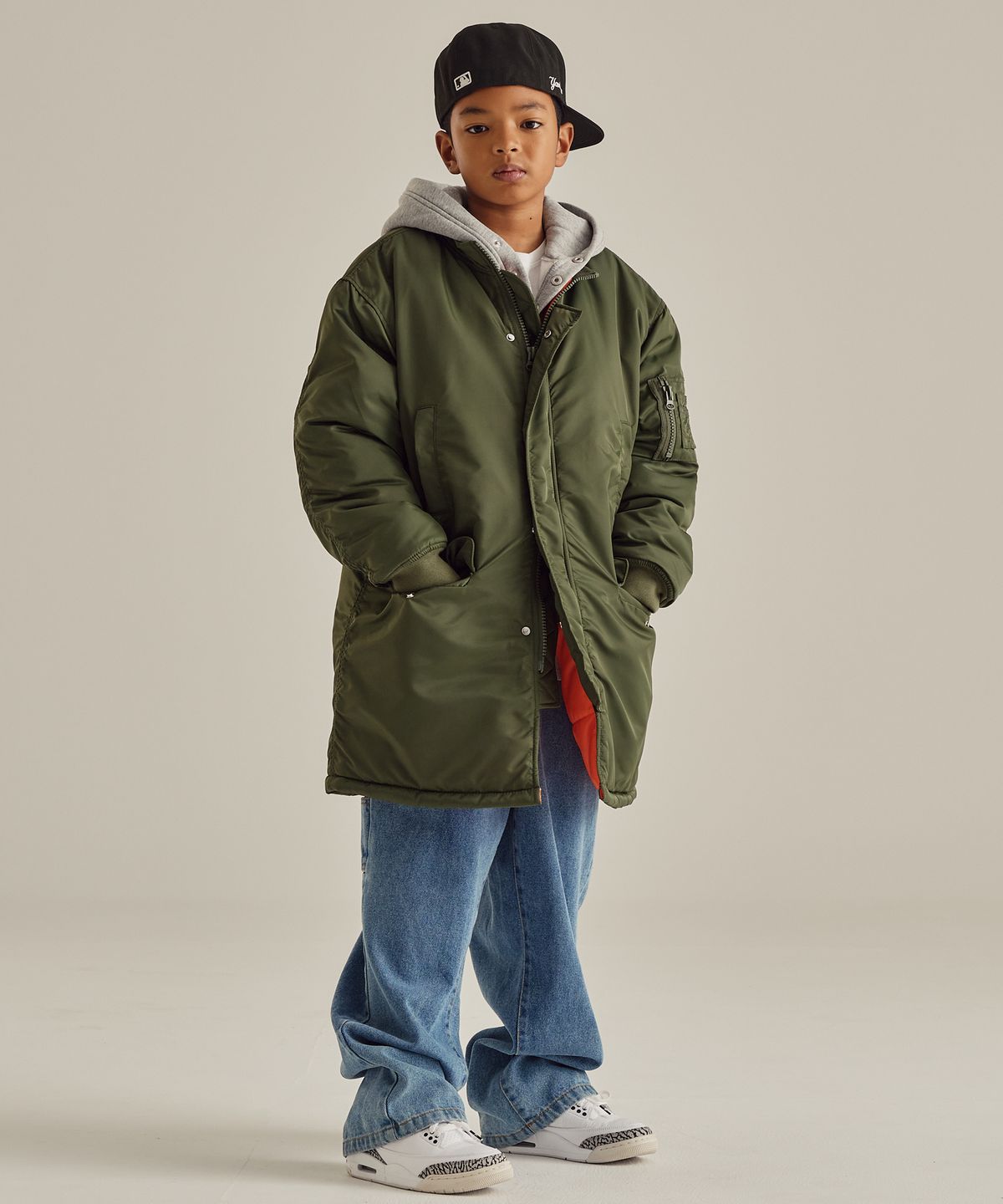 테이크이지 키즈(TAKEASY KIDS) 자이언트핏 봄버 자켓 (카키)