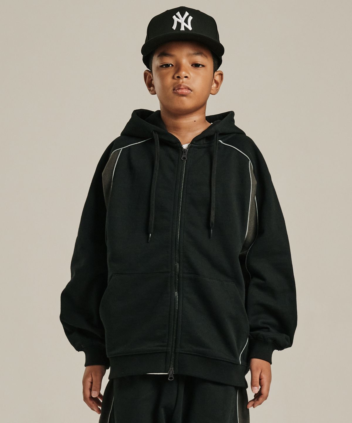 테이크이지 키즈(TAKEASY KIDS) 스카치 배색 후드집업 (블랙)