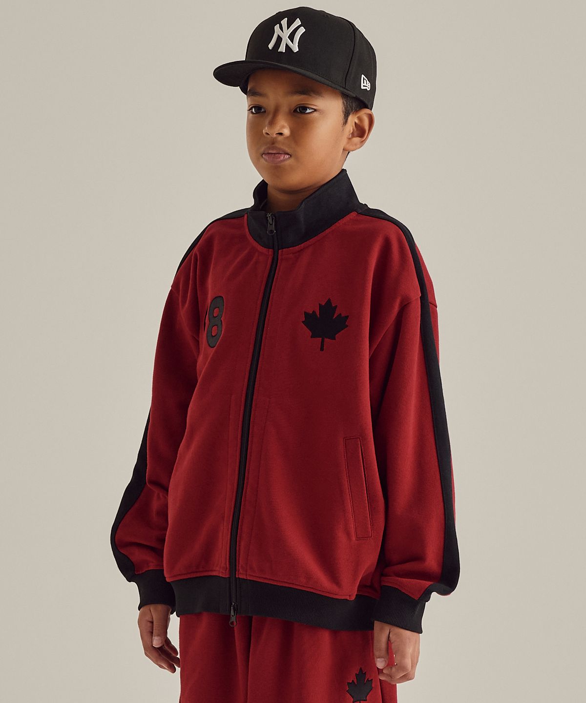 테이크이지 키즈(TAKEASY KIDS) 메이플 라인 스웻 집업 (마룬)