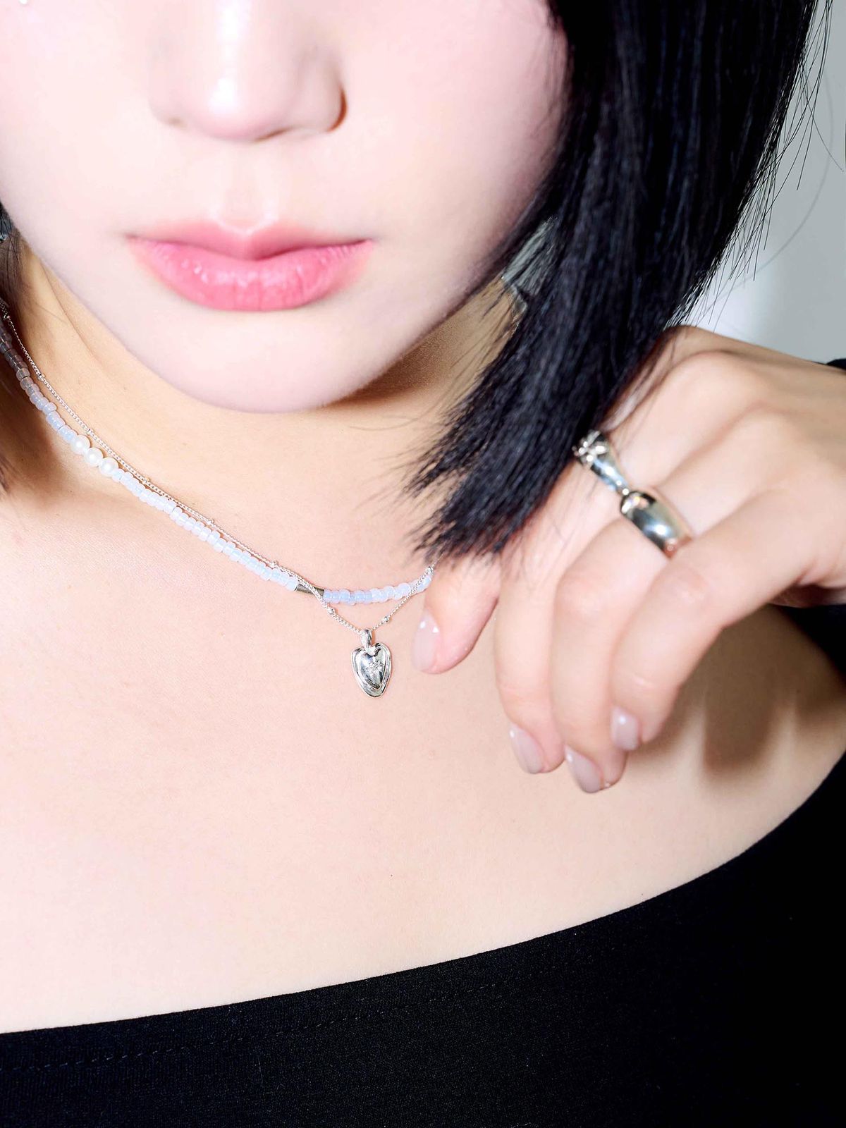 러브트릭스(LOVETRIX) silver925 Heart drop necklace