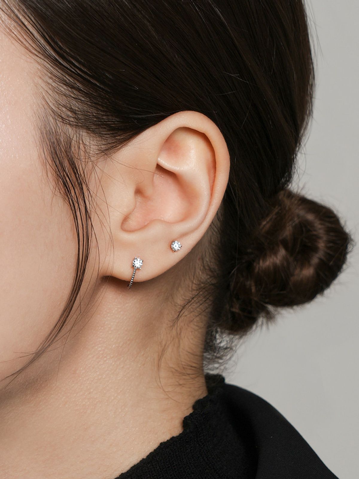 미니멀피어싱(MINIMALPIERCING) [0.8mm]14K 인터널 모이사나이트 다이아 미니 삼각 라블렛 피어싱 귀걸이