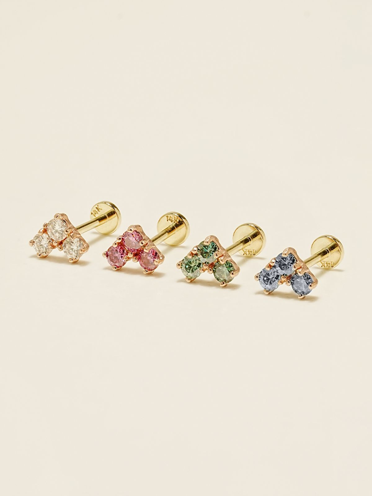 미니멀피어싱(MINIMALPIERCING) [0.8mm]14K 인터널 모이사나이트 다이아 블럭 하트 라블렛 피어싱 귀걸이