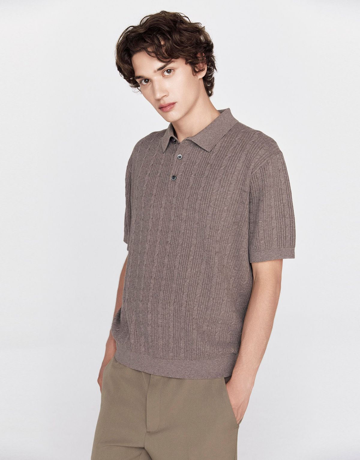 지오다노(GIORDANO) 케이블 스티치 폴로넥 반팔 니트(12GG) 055902 [3color]