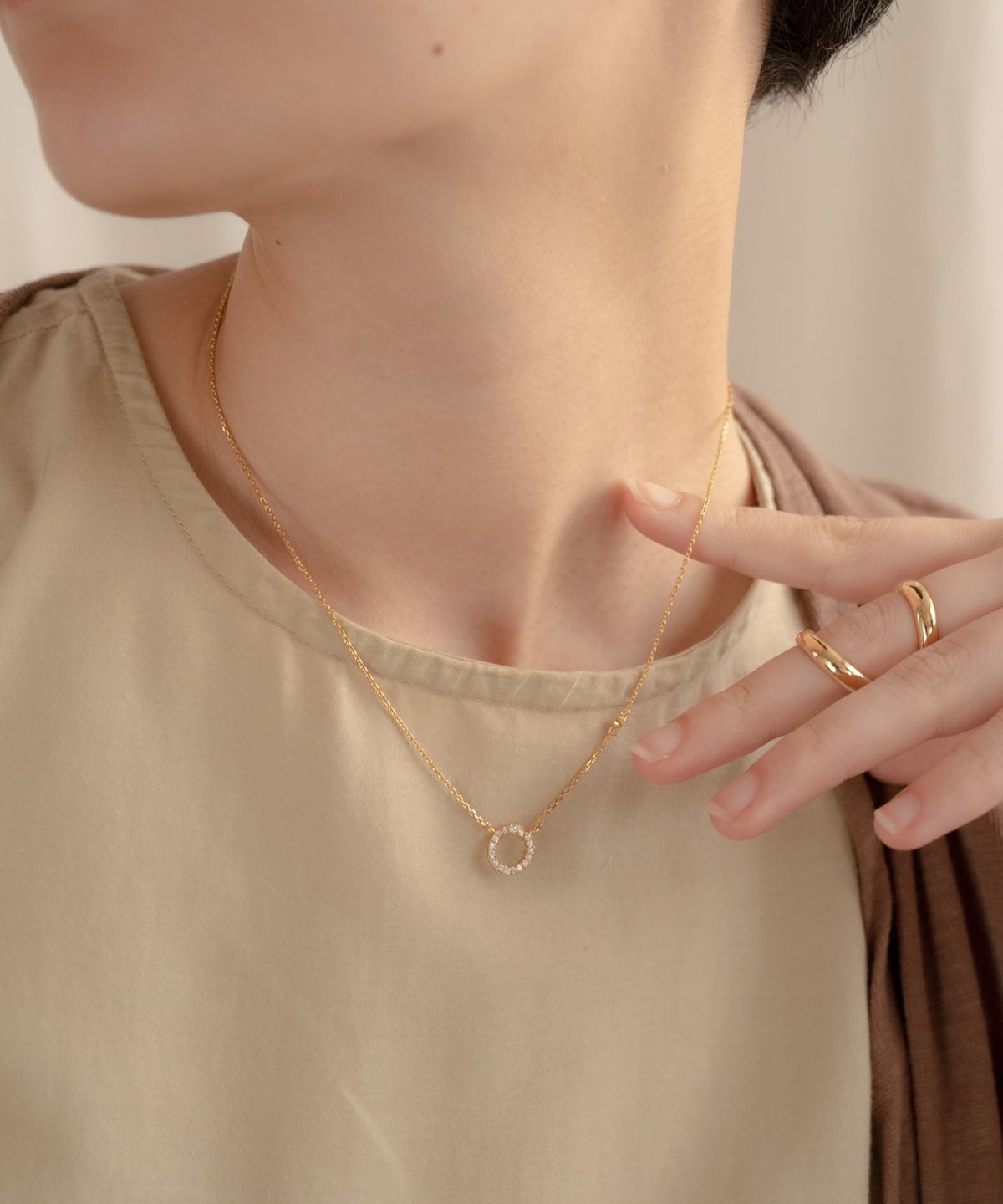 노비스도쿄(NOVICE TOKYO) 스톤 서클 목걸이  Stone Circle Necklace［Silver925］/ Gold