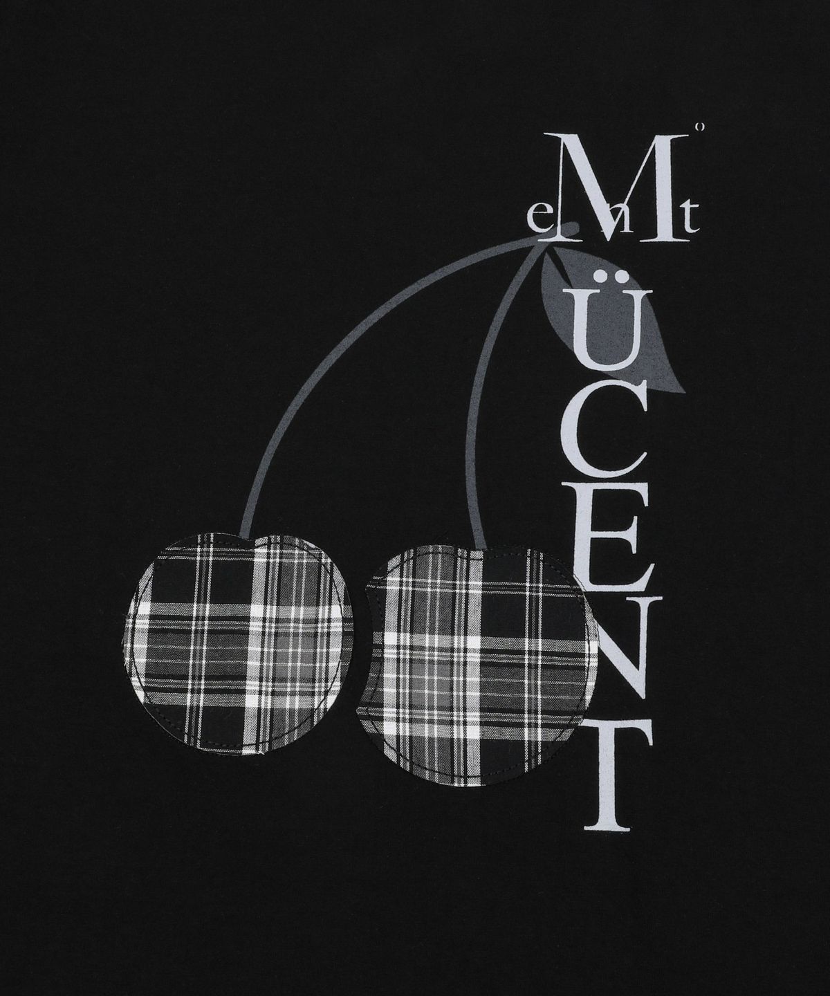 무센트(MUCENT) 블랜디 체크 체리패치 라운드넥 반팔 티 남녀공용