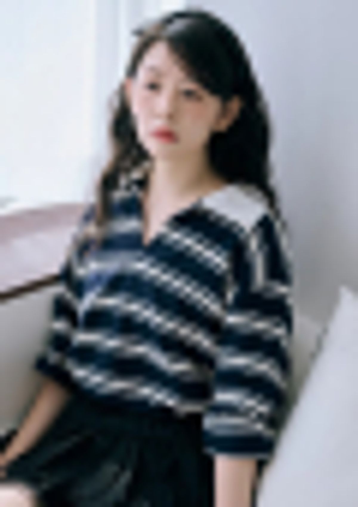 바이서우(BYSEOWOO) 이센셜 스트라이프 반팔 티셔츠 (아이보리/네이비)