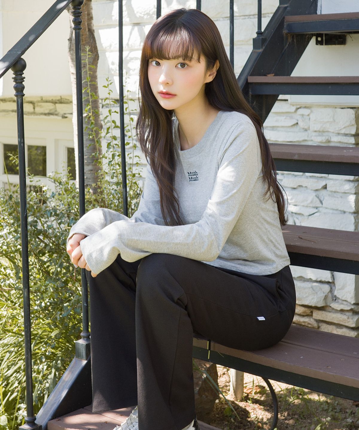 무아무아(MUAHMUAH) 피그먼트 크롭 긴팔 티셔츠 [5color]