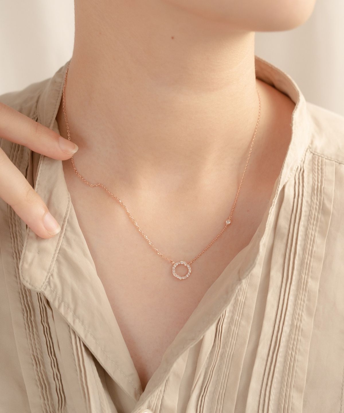 노비스도쿄(NOVICE TOKYO) 스톤 서클 목걸이  Stone Circle Necklace［Silver925］/ Rose gold