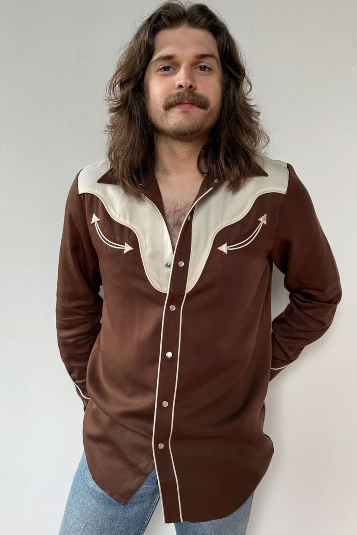 에이치바씨(HBARC) SAN JUAN MENS SHIRT - CHOCOLATE/WHITE
